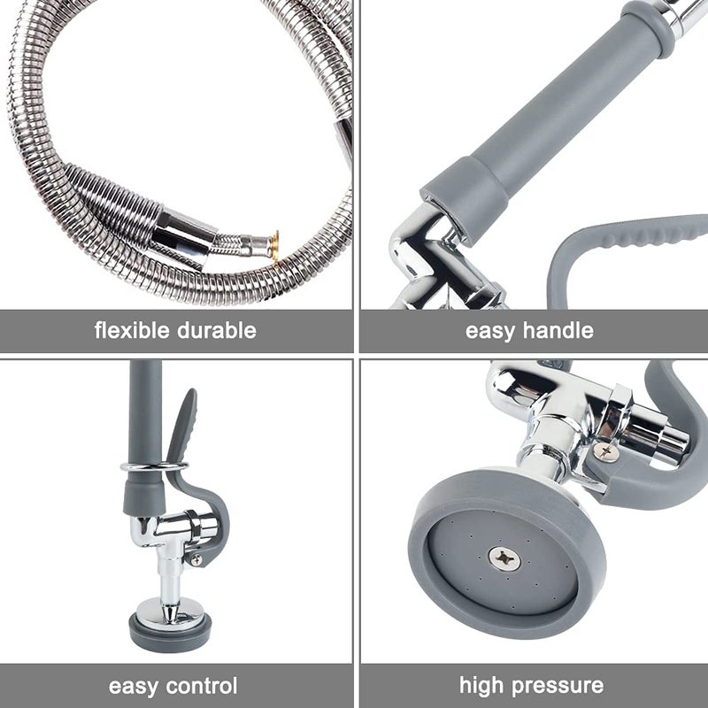 KWODE Commercial Sink Sprayer Valve with Hose, 44â€ Commercial Sink Sprayer Hose Replacement Kit for Commercial Kitchen Sink Faucet (Free Brass Adapter to Connect Add-on Swivel Spout) - Image 5